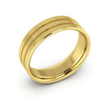 10K Yellow Gold 6mm rigged flat comfort fit wedding band - DELLAFORA