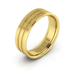 10K Yellow Gold 6mm rigged flat comfort fit wedding band - DELLAFORA