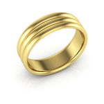 10K Yellow Gold 6mm rigged half round comfort fit wedding band - DELLAFORA