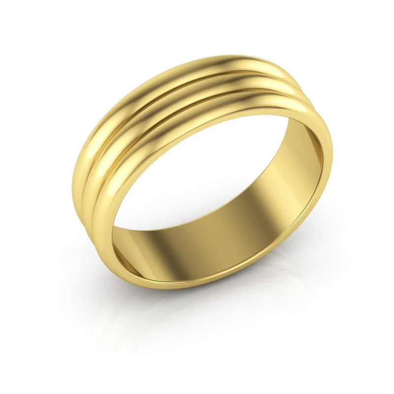 10K Yellow Gold 6mm rigged half round wedding band - DELLAFORA