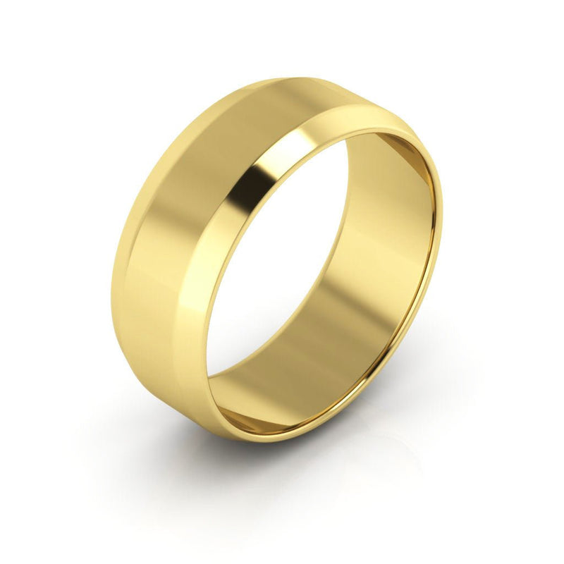 10K Yellow Gold 7mm beveled edge wedding band - DELLAFORA