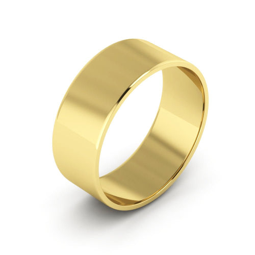 10K Yellow Gold 7mm extra light flat wedding bands - DELLAFORA