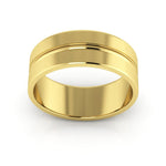 10K Yellow Gold 7mm grooved design wedding band - DELLAFORA