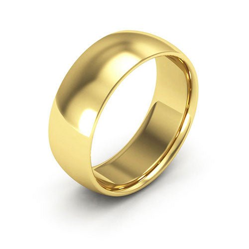 10K Yellow Gold 7mm half round comfort fit wedding band - DELLAFORA