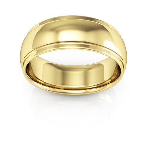 10K Yellow Gold 7mm half round edge design comfort fit wedding band - DELLAFORA