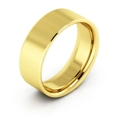 10K Yellow Gold 7mm heavy weight flat comfort fit wedding band - DELLAFORA