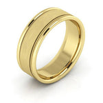 10K Yellow Gold 7mm milgrain raised edge design brushed center comfort fit wedding band - DELLAFORA