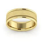 10K Yellow Gold 7mm milgrain raised edge design brushed center comfort fit wedding band - DELLAFORA