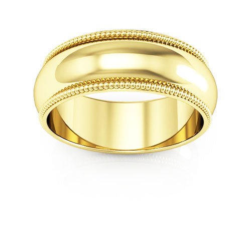 10K Yellow Gold 7mm milgrain wedding band - DELLAFORA