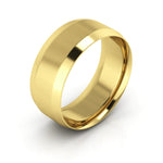 10K Yellow Gold 8mm beveled edge comfort fit wedding band - DELLAFORA