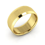 10K Yellow Gold 8mm beveled edge satin center comfort fit wedding band - DELLAFORA