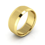 10K Yellow Gold 8mm beveled edge satin center comfort fit wedding band - DELLAFORA