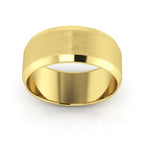 10K Yellow Gold 8mm beveled edge satin center wedding band - DELLAFORA