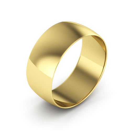 10K Yellow Gold 8mm extra light half round wedding bands - DELLAFORA