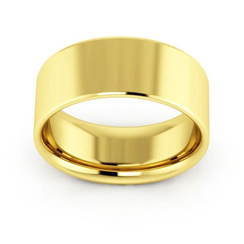 10K Yellow Gold 8mm flat comfort fit wedding band - DELLAFORA