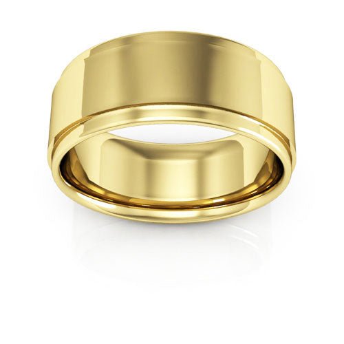 10K Yellow Gold 8mm flat edge design comfort fit wedding band - DELLAFORA