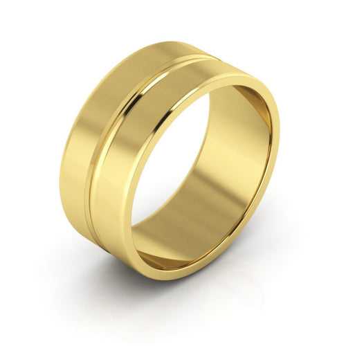 10K Yellow Gold 8mm grooved design wedding band - DELLAFORA