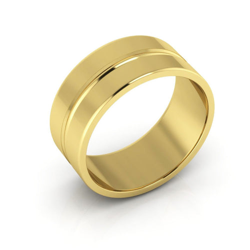 10K Yellow Gold 8mm grooved design wedding band - DELLAFORA