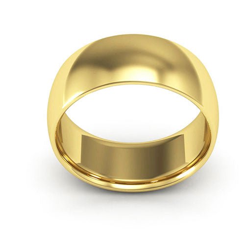 10K Yellow Gold 8mm half round comfort fit wedding band - DELLAFORA