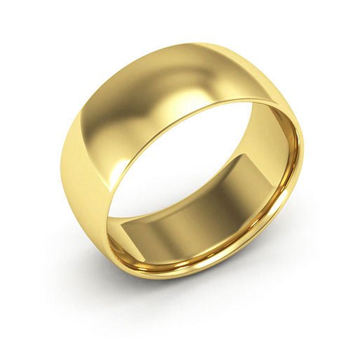 10K Yellow Gold 8mm half round comfort fit wedding band - DELLAFORA