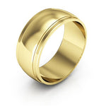 10K Yellow Gold 8mm half round edge design wedding band - DELLAFORA