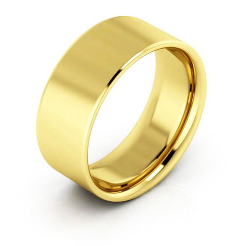 10K Yellow Gold 8mm heavy weight flat comfort fit wedding band - DELLAFORA