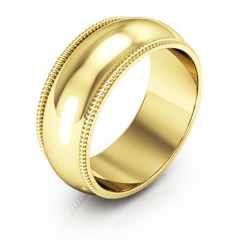 10K Yellow Gold 8mm milgrain wedding band - DELLAFORA