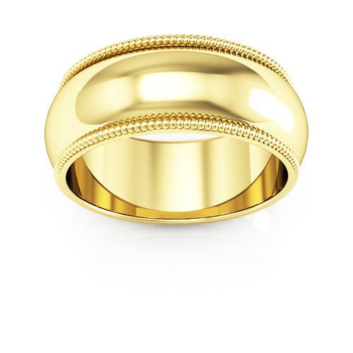 10K Yellow Gold 8mm milgrain wedding band - DELLAFORA