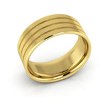 10K Yellow Gold 8mm rigged flat comfort fit wedding band - DELLAFORA