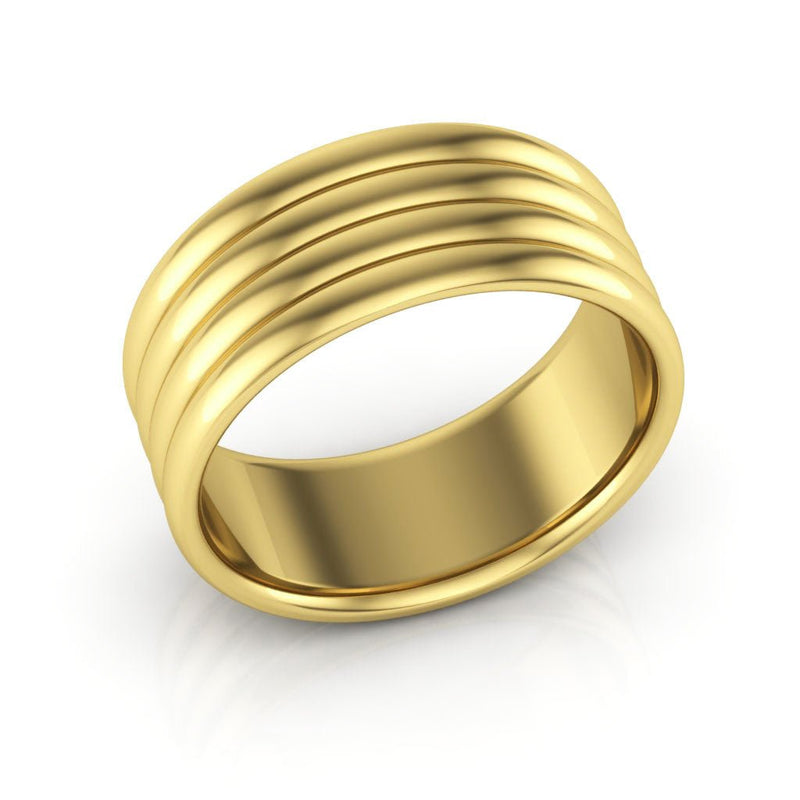 10K Yellow Gold 8mm rigged half round comfort fit wedding band - DELLAFORA