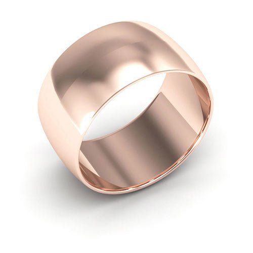 14K Rose Gold 10mm half round wedding band - DELLAFORA