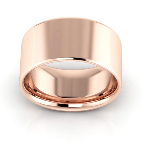 14K Rose Gold 10mm heavy weight flat comfort fit wedding band - DELLAFORA