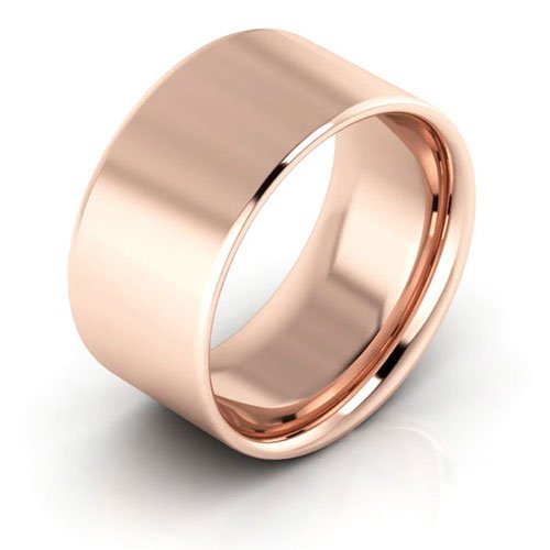 14K Rose Gold 10mm heavy weight flat comfort fit wedding band - DELLAFORA