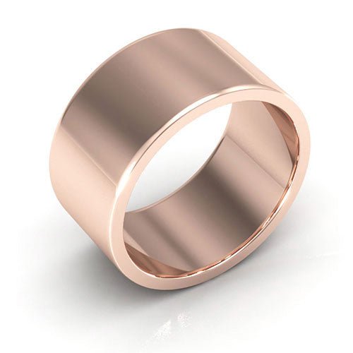 14K Rose Gold 10mm heavy weight flat wedding band - DELLAFORA