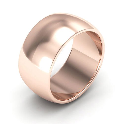 14K Rose Gold 10mm heavy weight half round wedding band - DELLAFORA