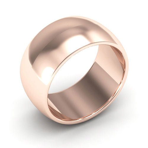 14K Rose Gold 10mm heavy weight half round wedding band - DELLAFORA