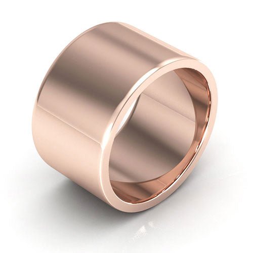 14K Rose Gold 12mm heavy weight flat wedding band - DELLAFORA