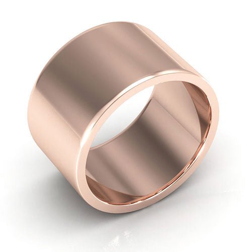 14K Rose Gold 12mm heavy weight flat wedding band - DELLAFORA