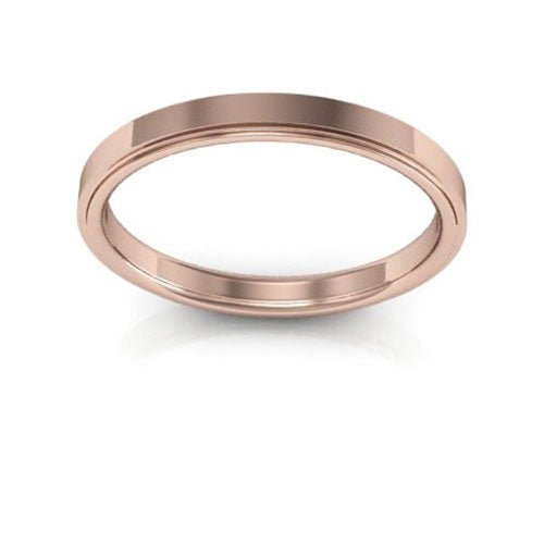 14K Rose Gold 2.5mm flat edge design comfort fit wedding band - DELLAFORA