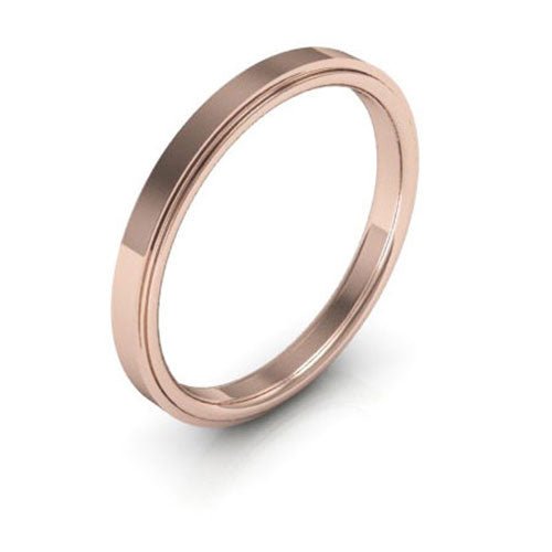 14K Rose Gold 2.5mm flat edge design comfort fit wedding band - DELLAFORA