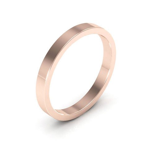 14K Rose Gold 2.5mm heavy weight flat wedding band - DELLAFORA