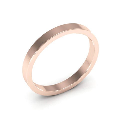 14K Rose Gold 2.5mm heavy weight flat wedding band - DELLAFORA