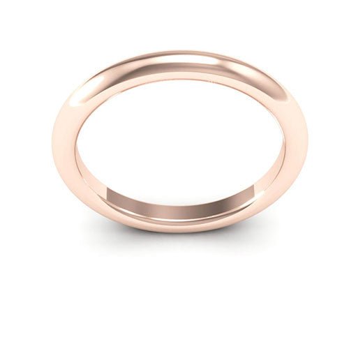 14K Rose Gold 2.5mm heavy weight half round comfort fit wedding band - DELLAFORA