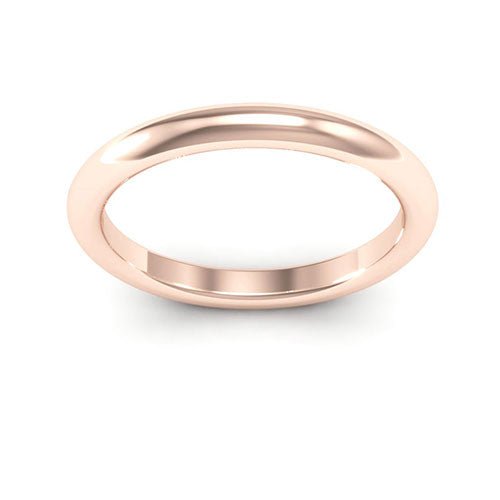 14K Rose Gold 2.5mm heavy weight half round comfort fit wedding band - DELLAFORA