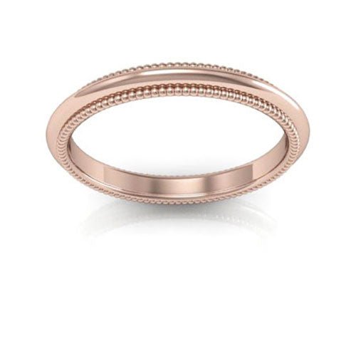 14K Rose Gold 2.5mm milgrain comfort fit wedding band - DELLAFORA