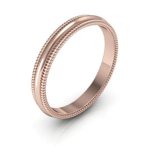 14K Rose Gold 2.5mm milgrain wedding band - DELLAFORA