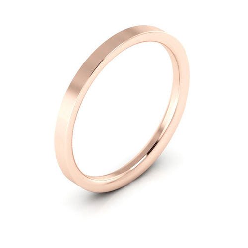 14K Rose Gold 2mm flat comfort fit wedding band - DELLAFORA