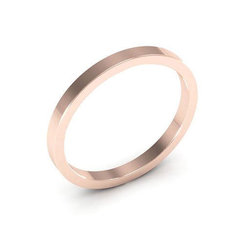 14K Rose Gold 2mm heavy weight flat wedding band - DELLAFORA