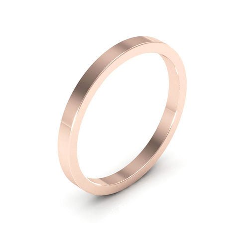 14K Rose Gold 2mm heavy weight flat wedding band - DELLAFORA