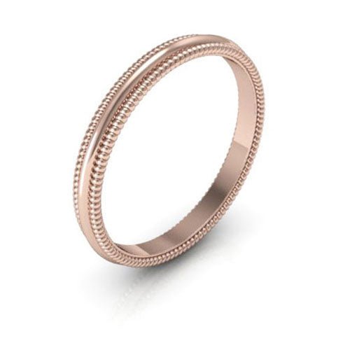 14K Rose Gold 2mm milgrain wedding band - DELLAFORA